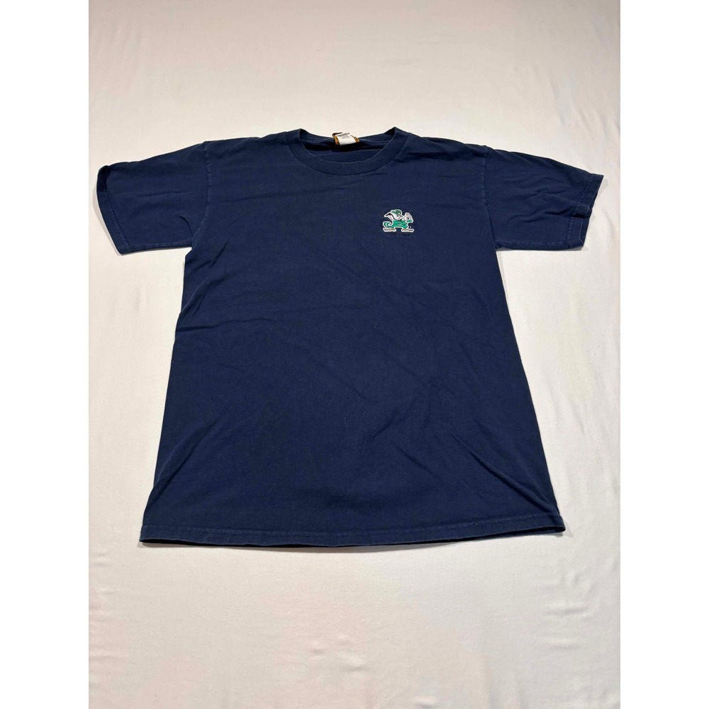 Vintage Nutmeg Mills Notre Dame Fighting Irish Leprechaun Navy T-Shirt Men M USA